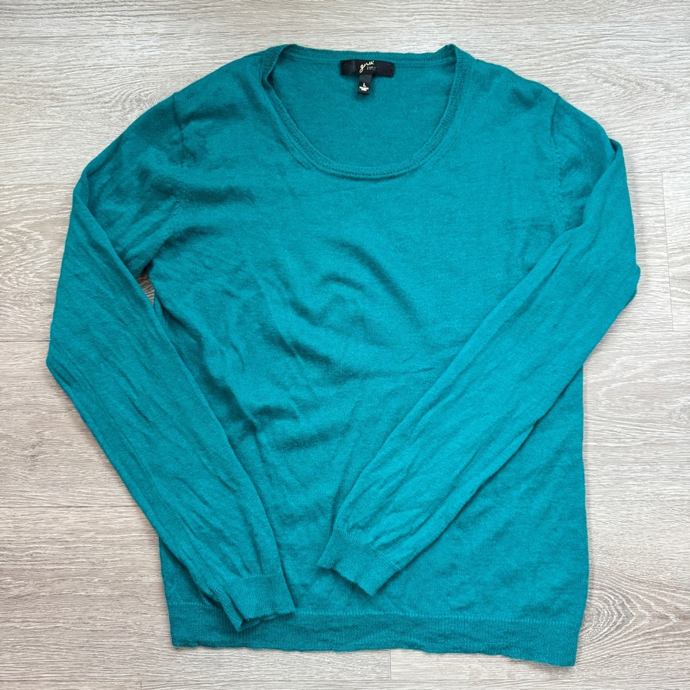 Gnu Luxe Cashmere & Merino Wool Blend Green Sweater, Large